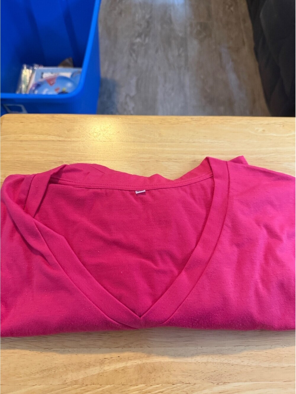 Plus Size Hot Pink V Neck Tee Shirt 3XL